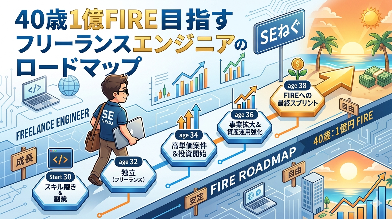 40歳1億FIRE目指すフリーランスエンジニアのロードマップ