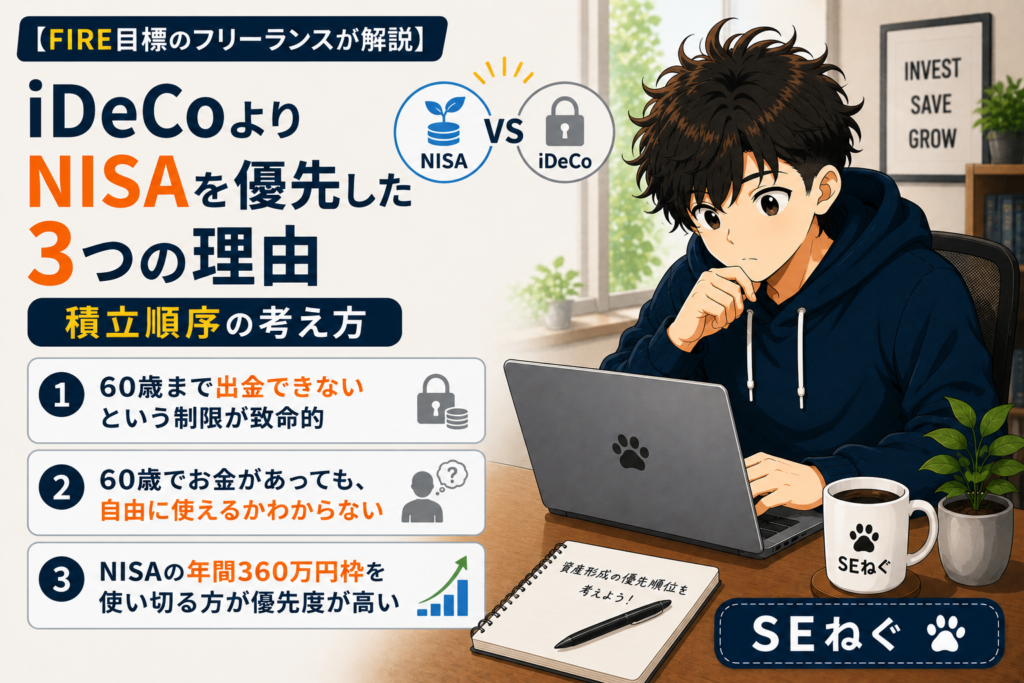 【FIRE目標のフリーランスが解説】iDeCoよりNISAを優先した3つの理由