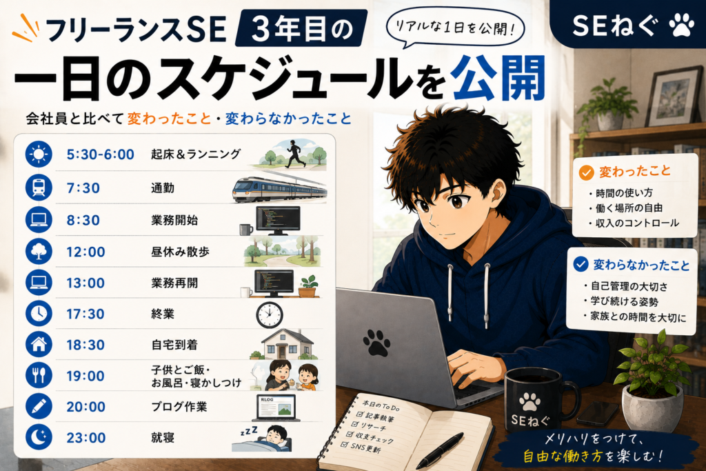 フリーランスSE3年目の一日のスケジュールを公開