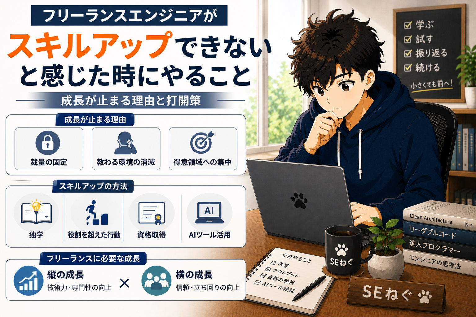 フリーランスエンジニアがスキルアップできないと感じた時にやること