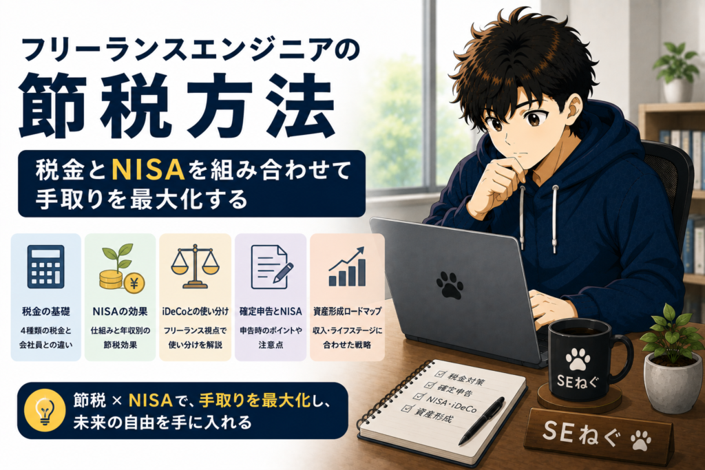 フリーランスエンジニアの節税方法｜税金とNISAで手取りを最大化