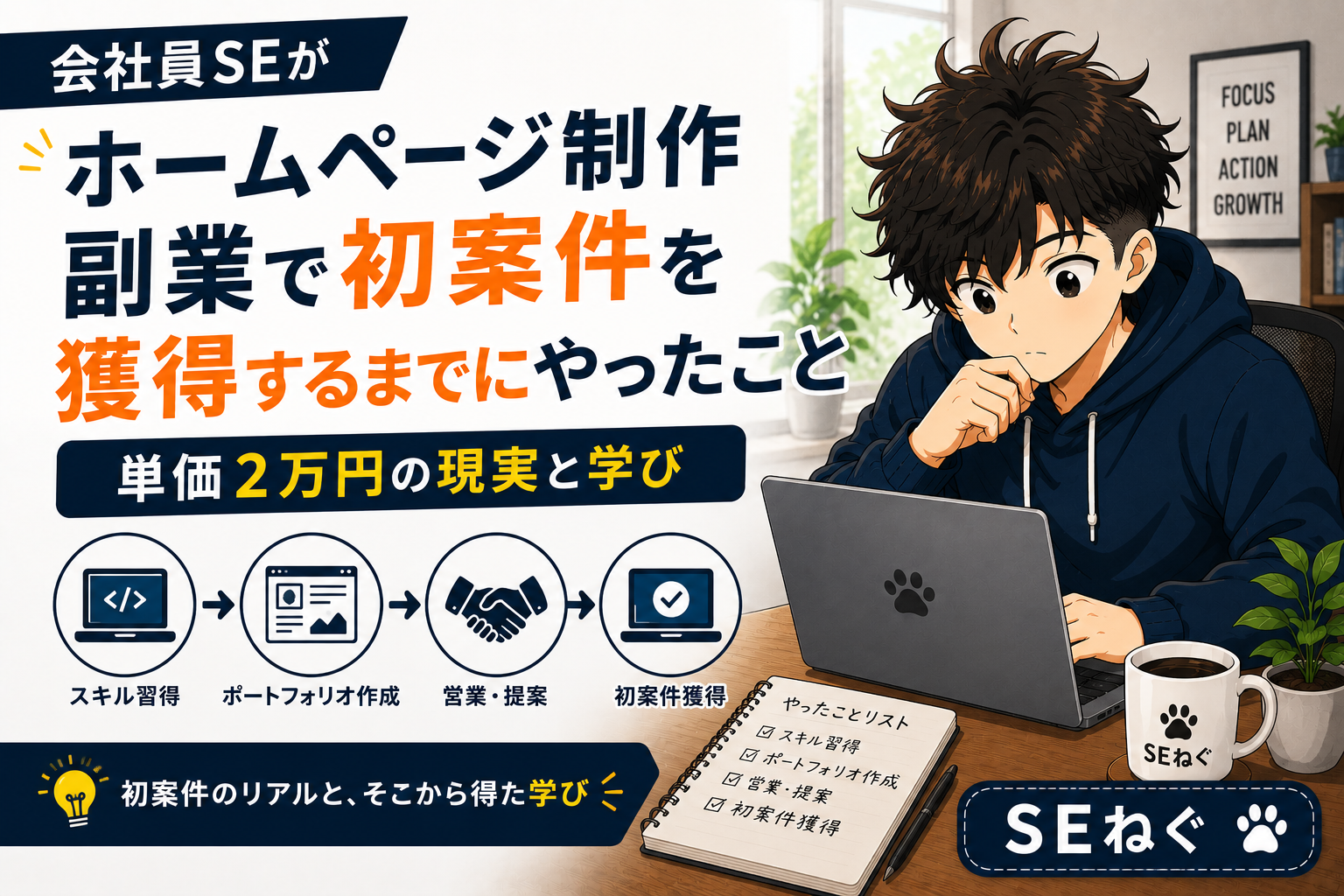 会社員SEがホームページ制作副業で初案件を獲得するまでにやったこと