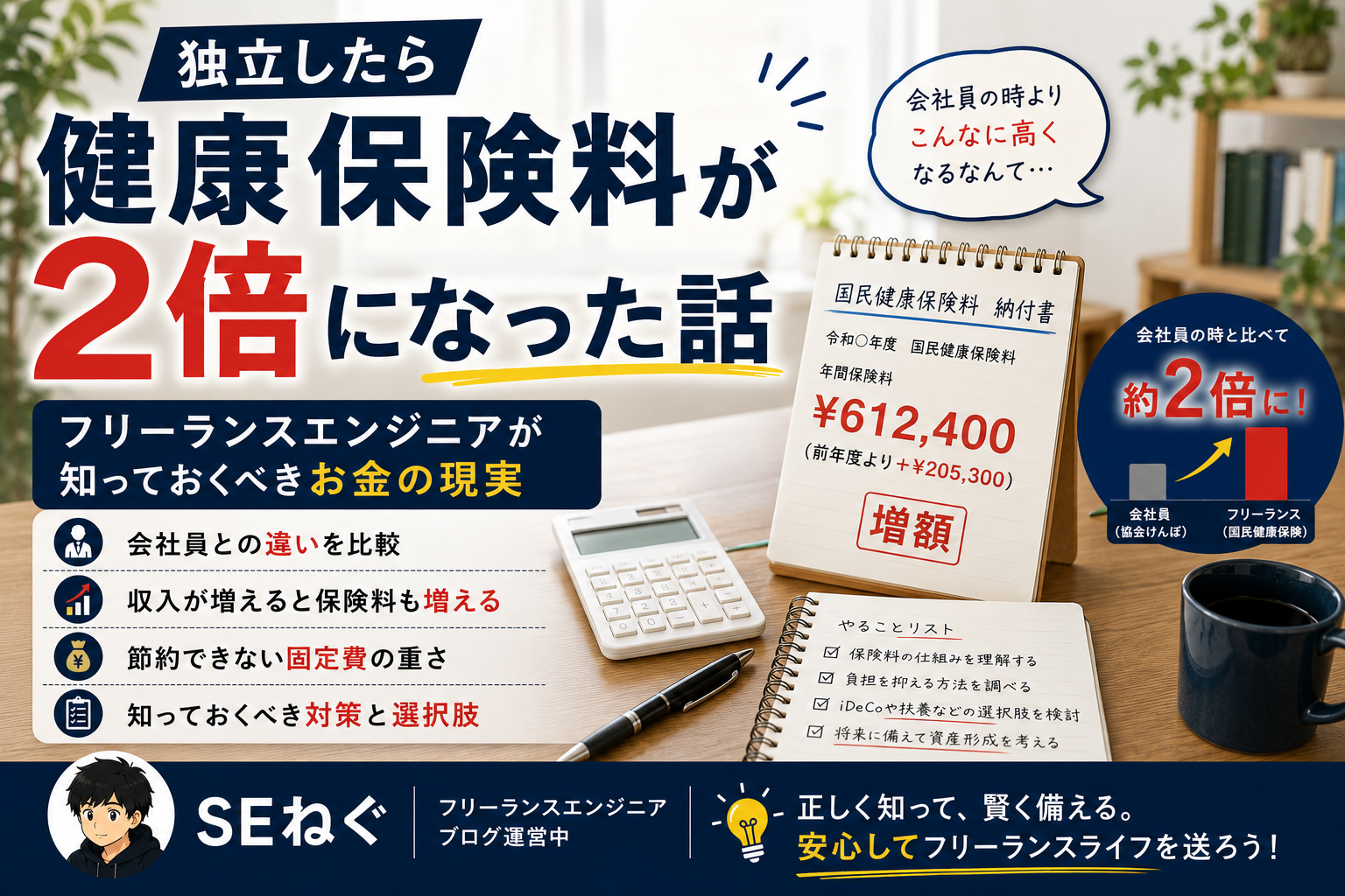 独立したら健康保険料が2倍になった話